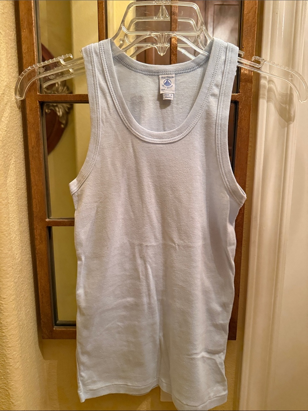 NEW Petit Bateau French Made Baby Blue Cotton Tank with Stretch XS/S
